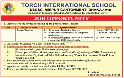 TORCH INTERNATIONAL SCHOOL Career Opportunity 2022
