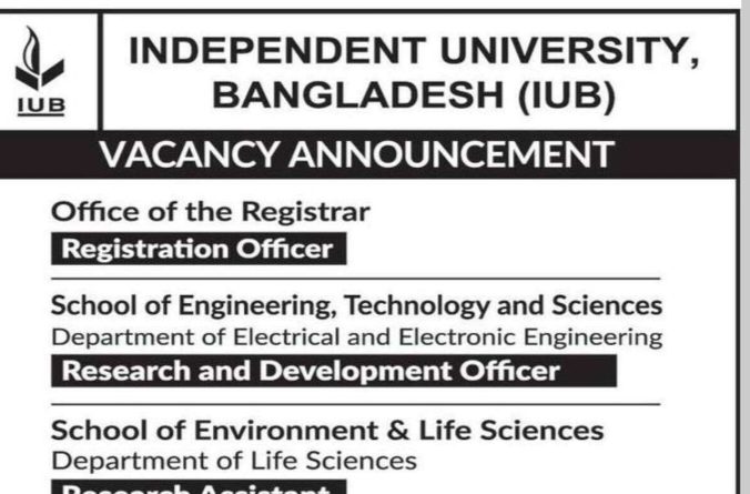 INDEPENDENT UNIVERSITY Bangladesh (IUB) job opportunity.