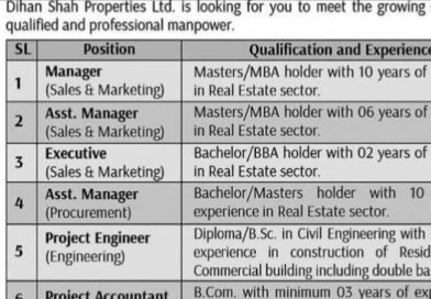 Dihan shah properties Ltd. Job opportunity